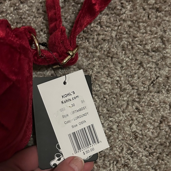 Disney Red Quilted velvet Crossbody Bag with Gold Bow Bag Charm - Picture 8 of 8